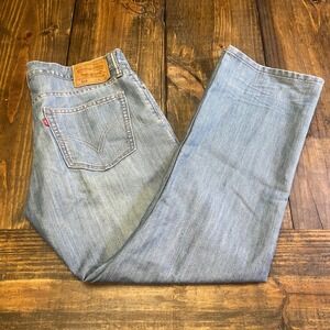 Levis 514 Slim Straight Jeans Mens 36x30 Light Wash Blue Denim Pants, Vintage